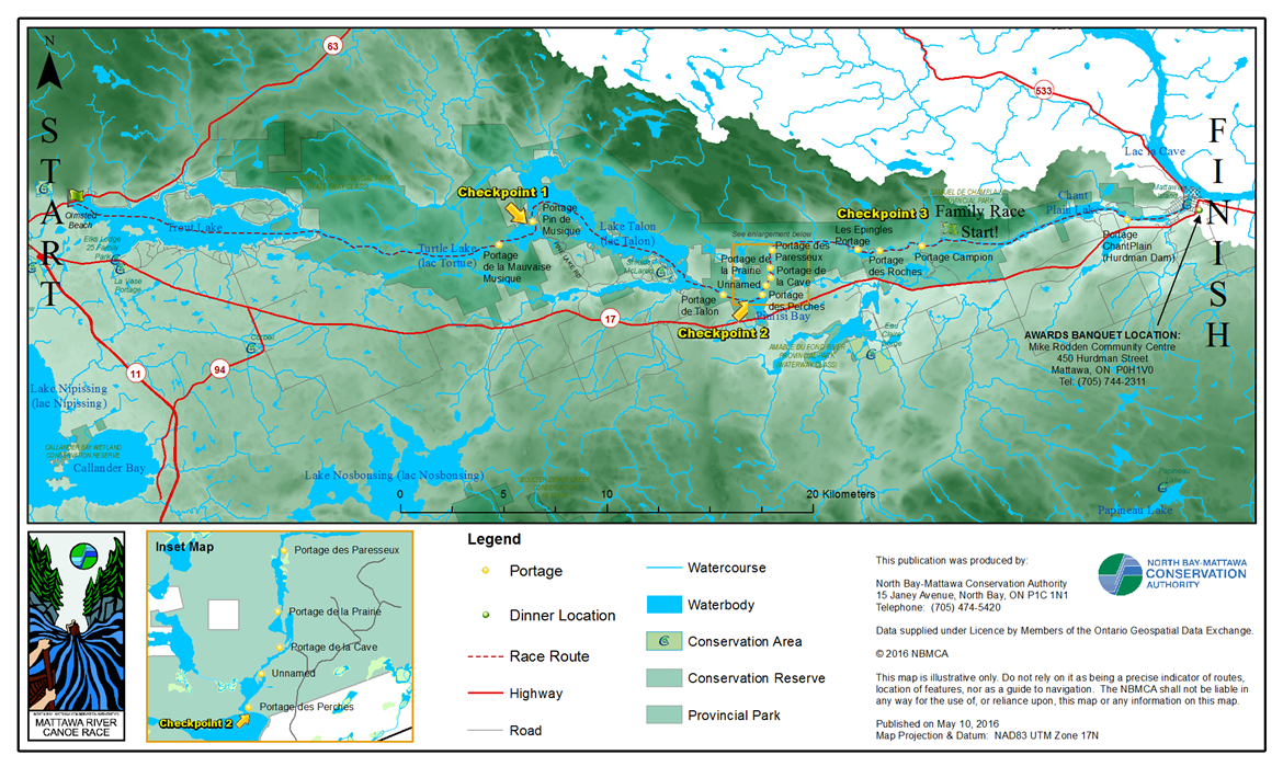 Race Route - Overview | Mattawa Canoe Race