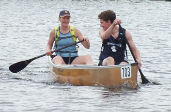 Two people in a canoe
